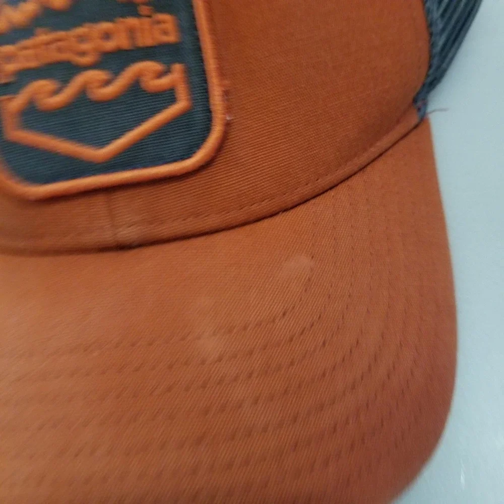 Patagonia Hat Cap Snapback Orange Gray Mesh Trucker Style Outdoor Hiking